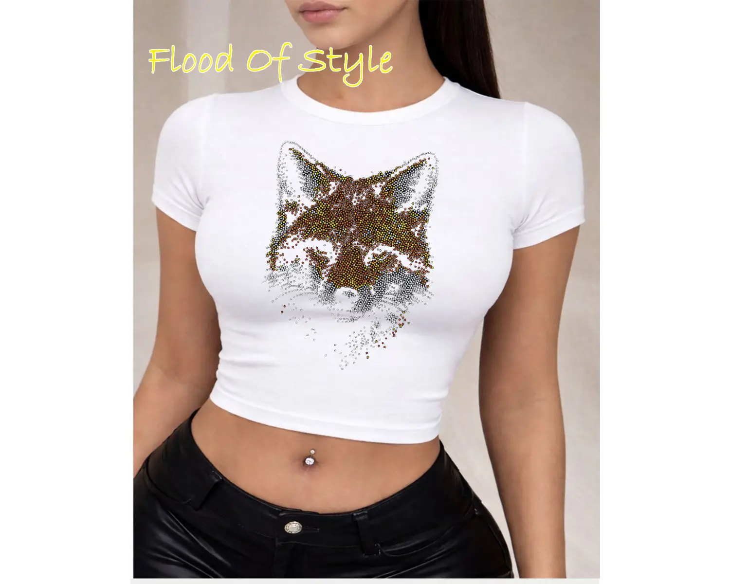 Beyaz Babby Tee taş desenli kurt Özel tasarım