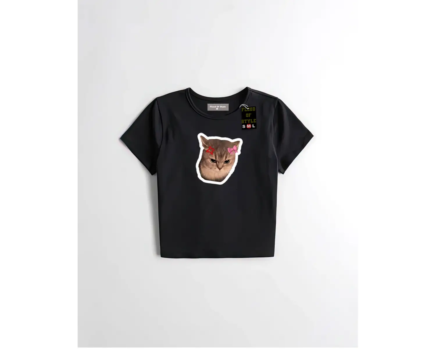 Beyaz Babby Tee tatlı kızgın kedi Özel tasarım