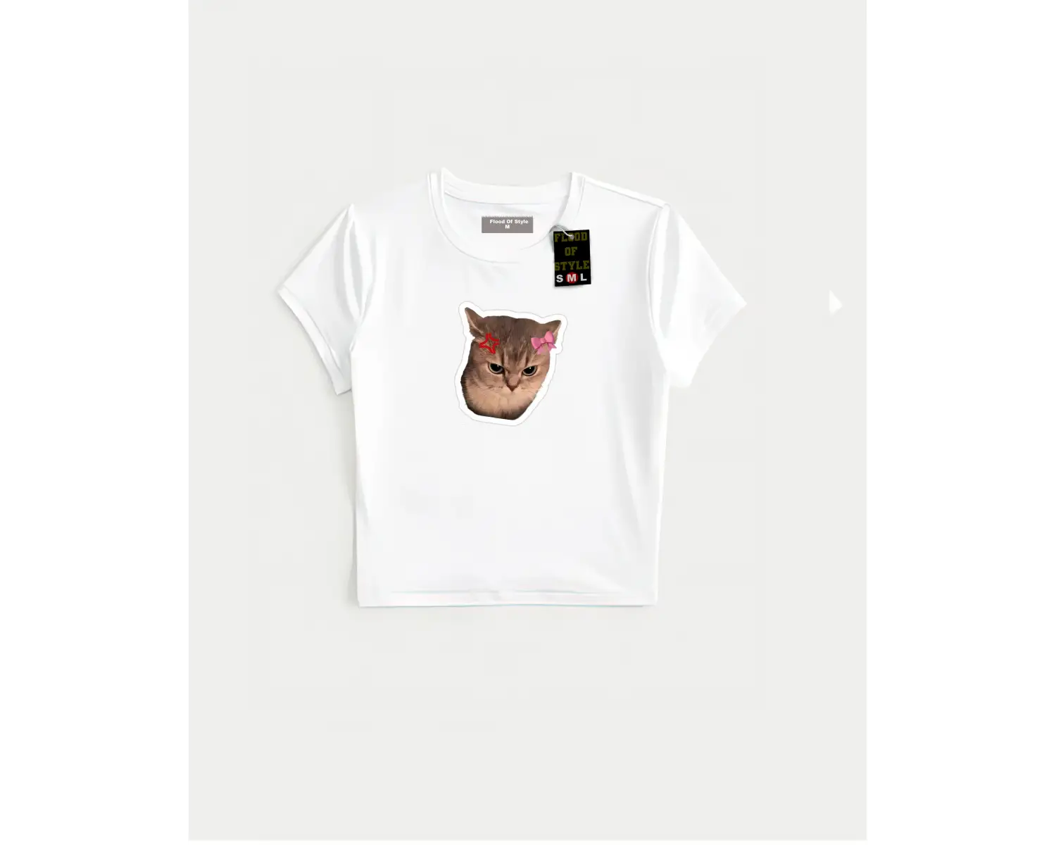 Beyaz Babby Tee tatlı kızgın kedi Özel tasarım