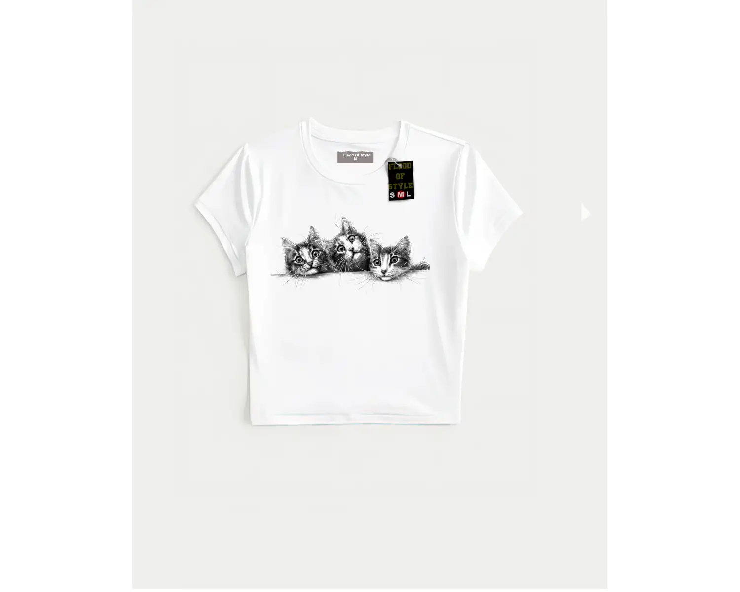Beyaz Babby Tee üçlü kedi Özel tasarım