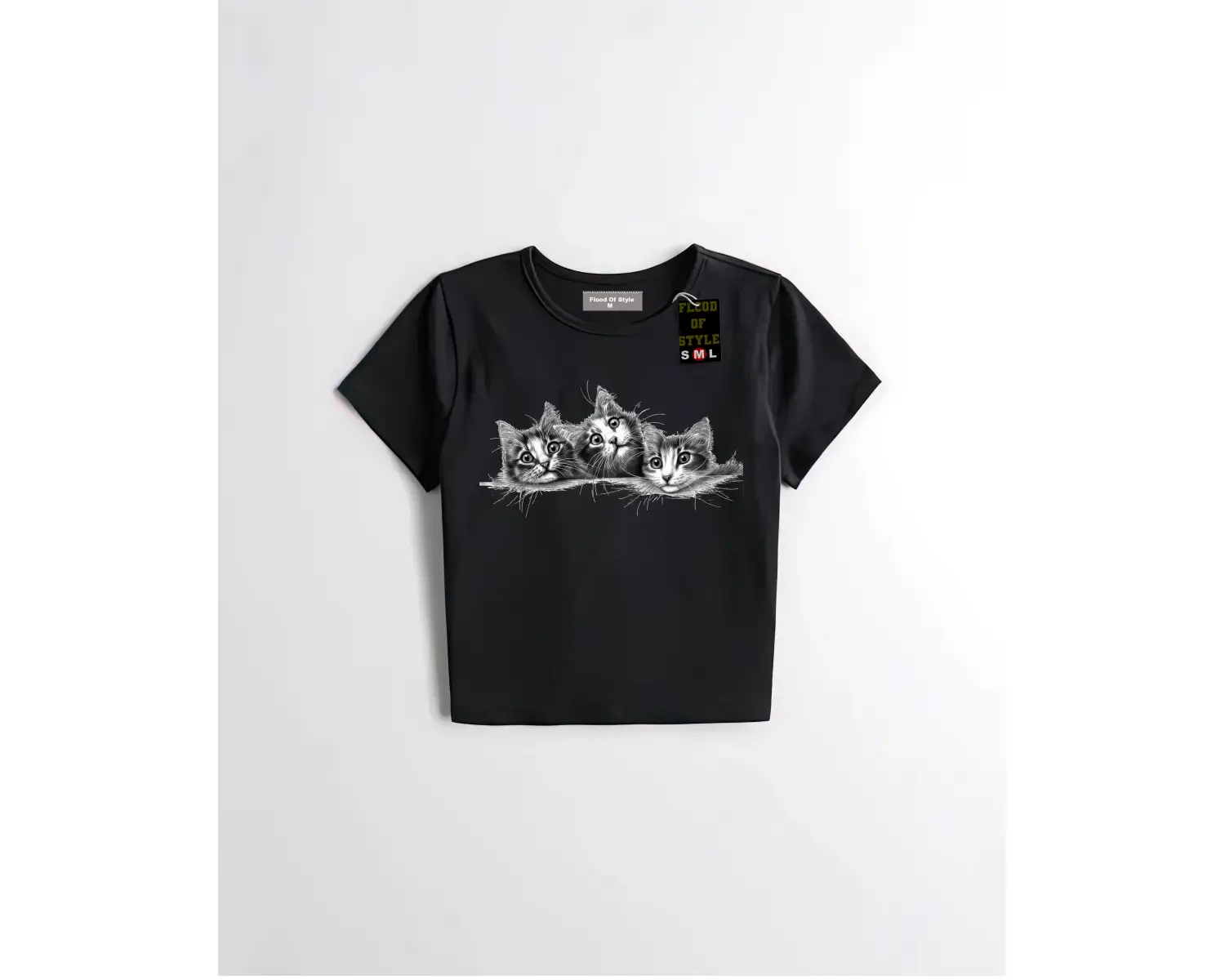 Beyaz Babby Tee üçlü kedi Özel tasarım