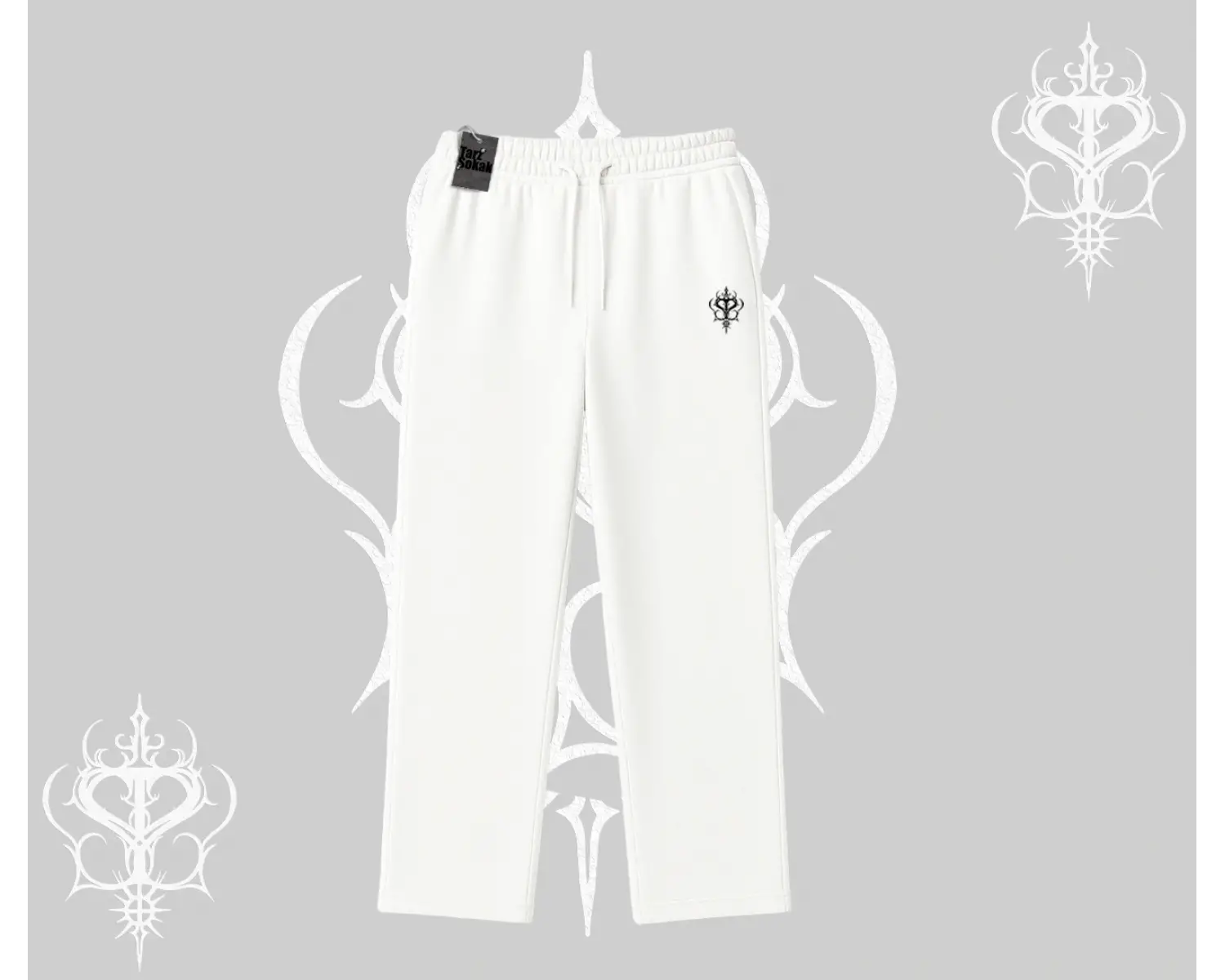 Beyaz Baggy Eşofman Altı Özel logolu