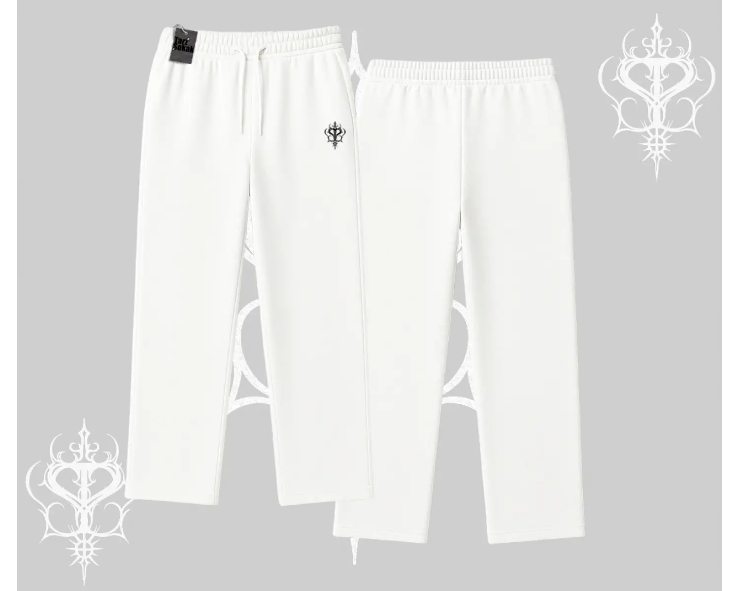 Beyaz Baggy Eşofman Altı Özel logolu