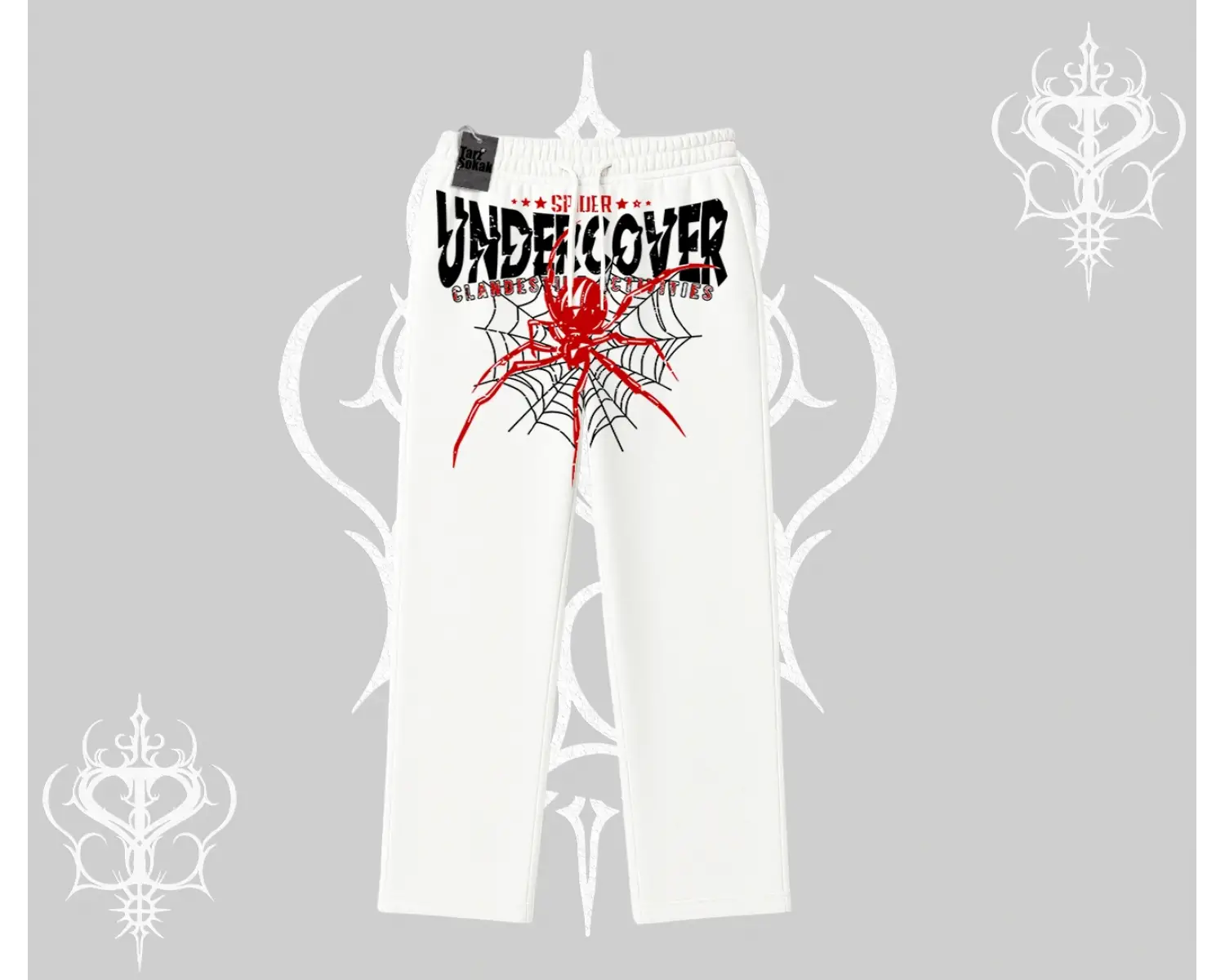 Beyaz Baggy Eşofman Altı Spider Undercover