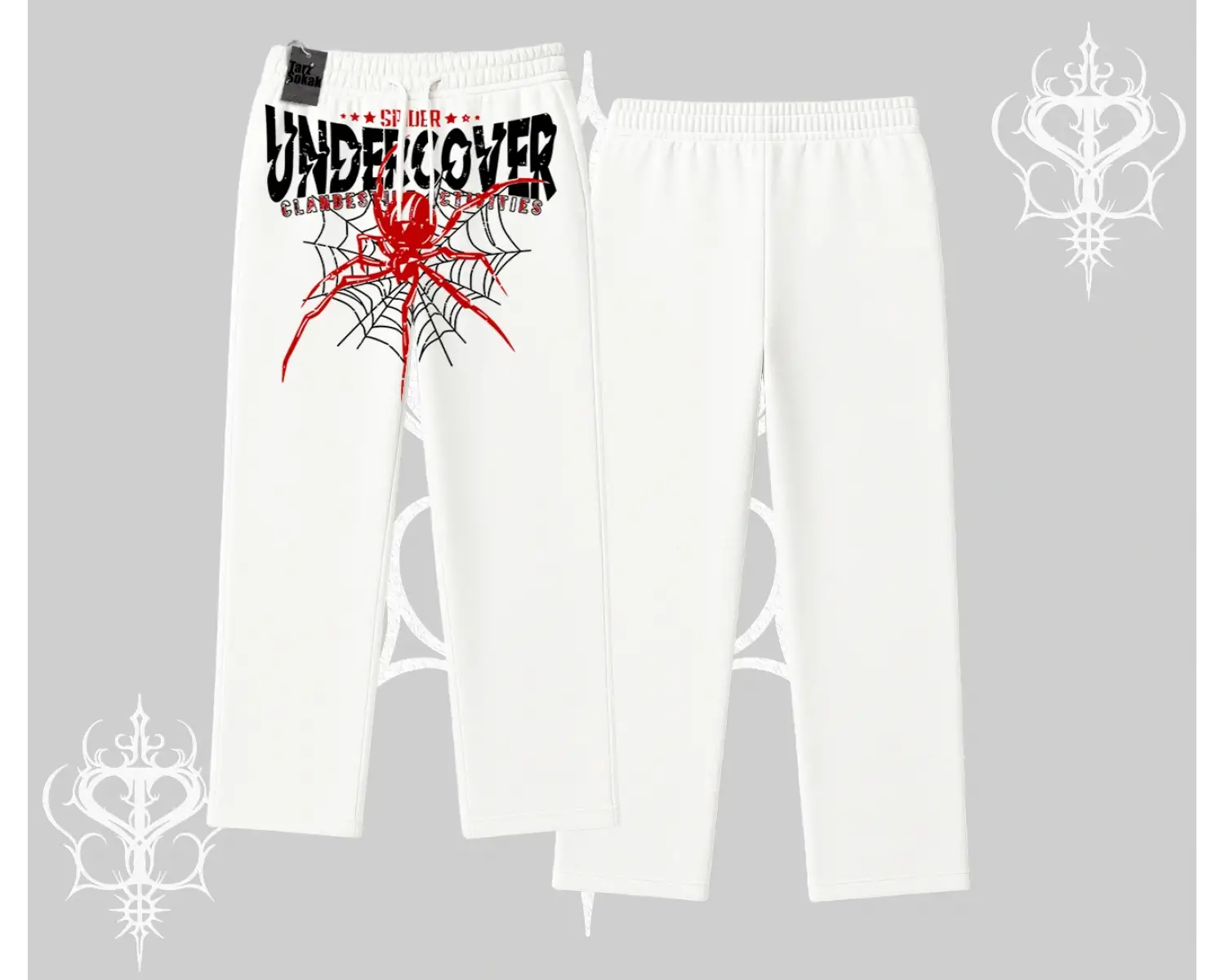Beyaz Baggy Eşofman Altı Spider Undercover