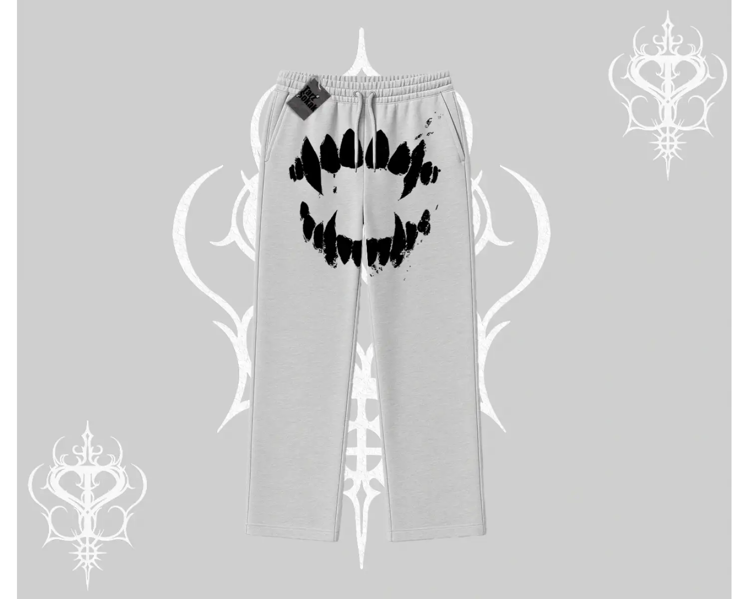 Beyaz Baggy Eşofman Altı Vampir Dış