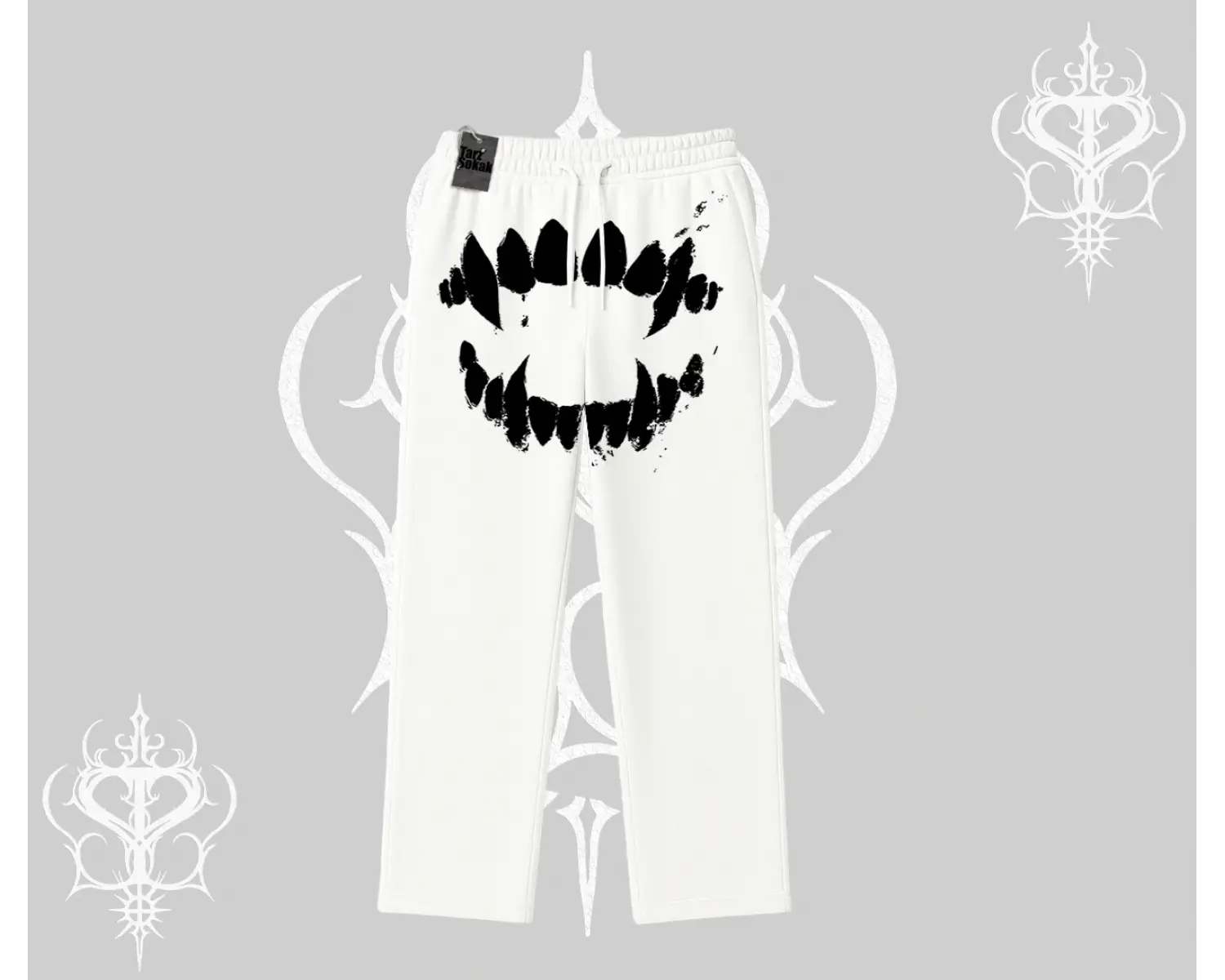 Beyaz Baggy Eşofman Altı Vampir Dış