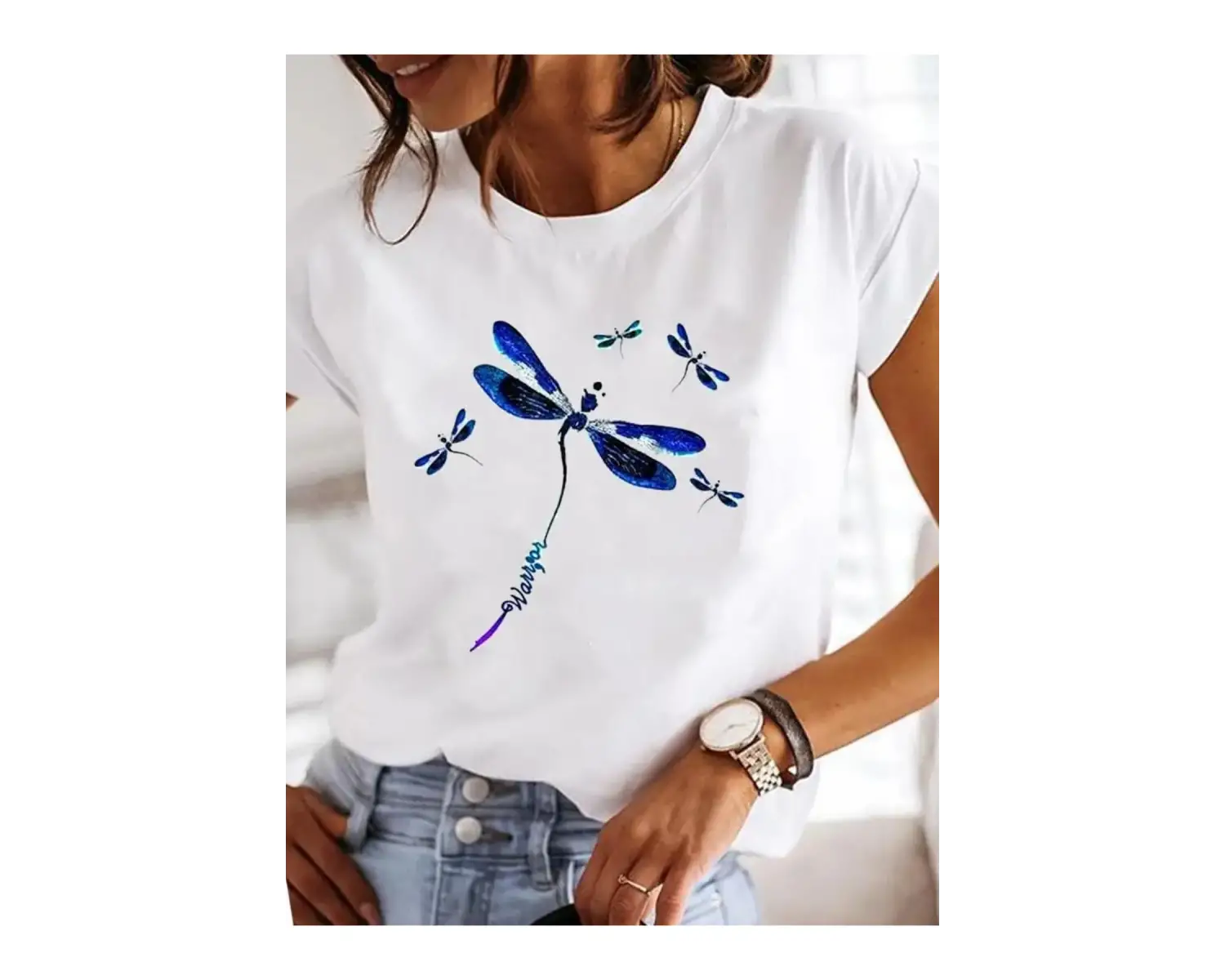 Beyaz Baskılı Yaz Suluboya Aşk Kalp Çizgili Elbise Grafik