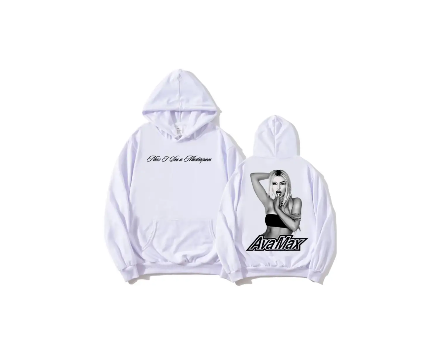 Beyaz Başyapıt Hoodie Ava Max Tıklamayın Oyun Albümü Grafik ula