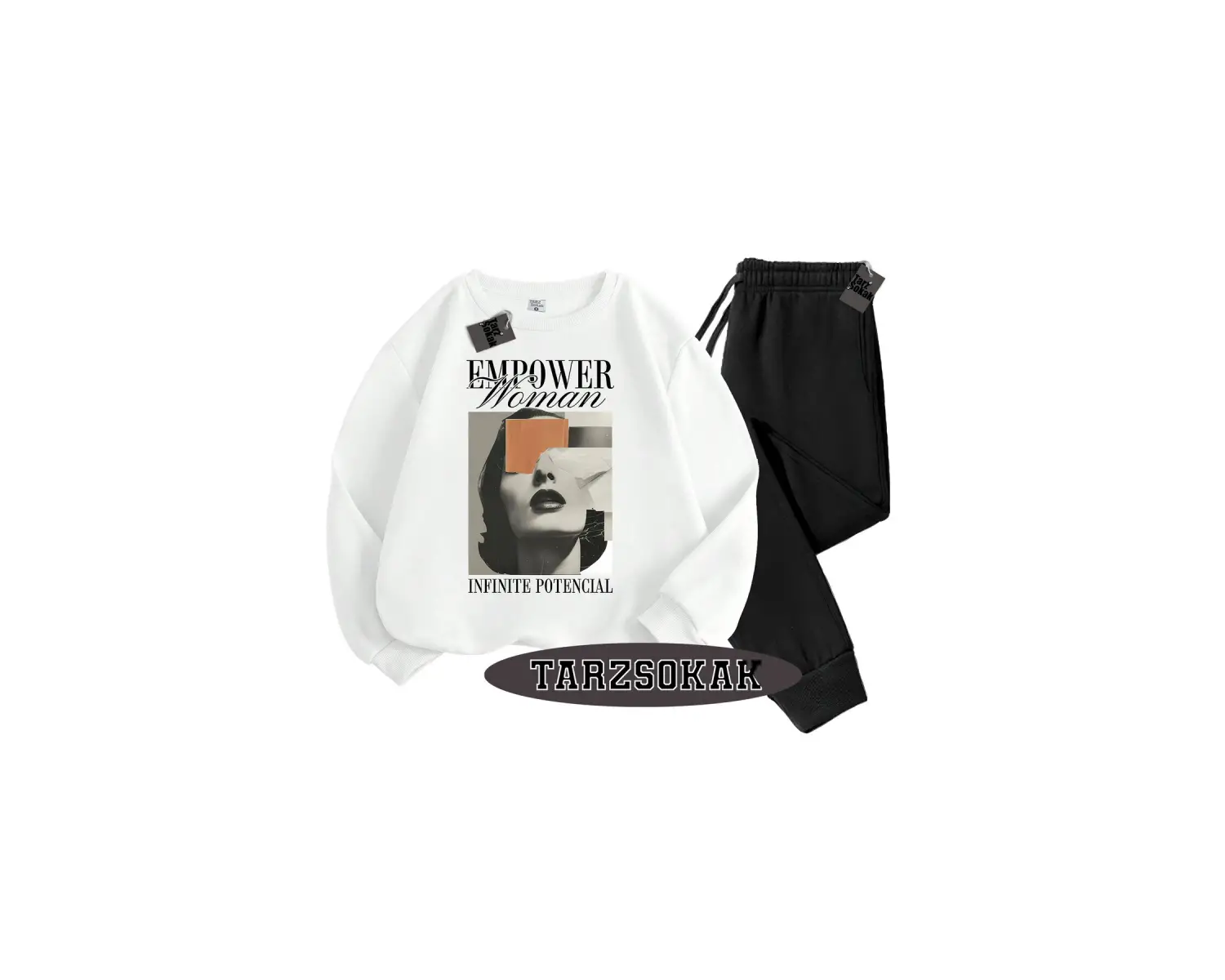 Beyaz Biskilet EmpoweR Detaylı ikili TAKIM