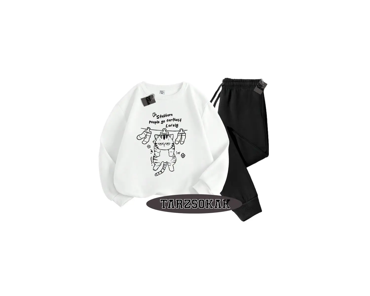 Beyaz Biskilet Stubborn Detaylı ikili TAKIM