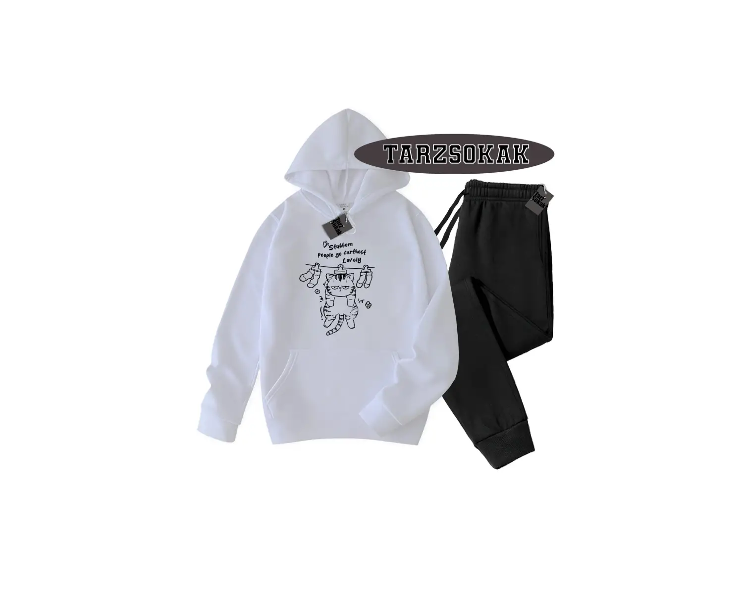 Beyaz Biskilet Stubborn Detaylı ikili TAKIM