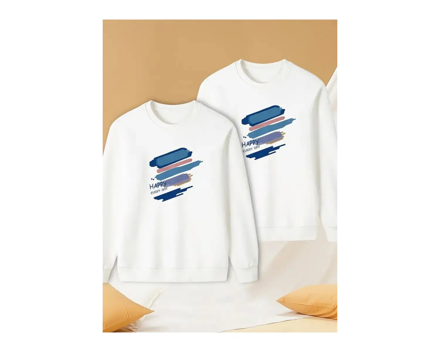 Beyaz Biskilet Yaka Sweatshirt Çift Sevgili Kombinleri Couple Clothing