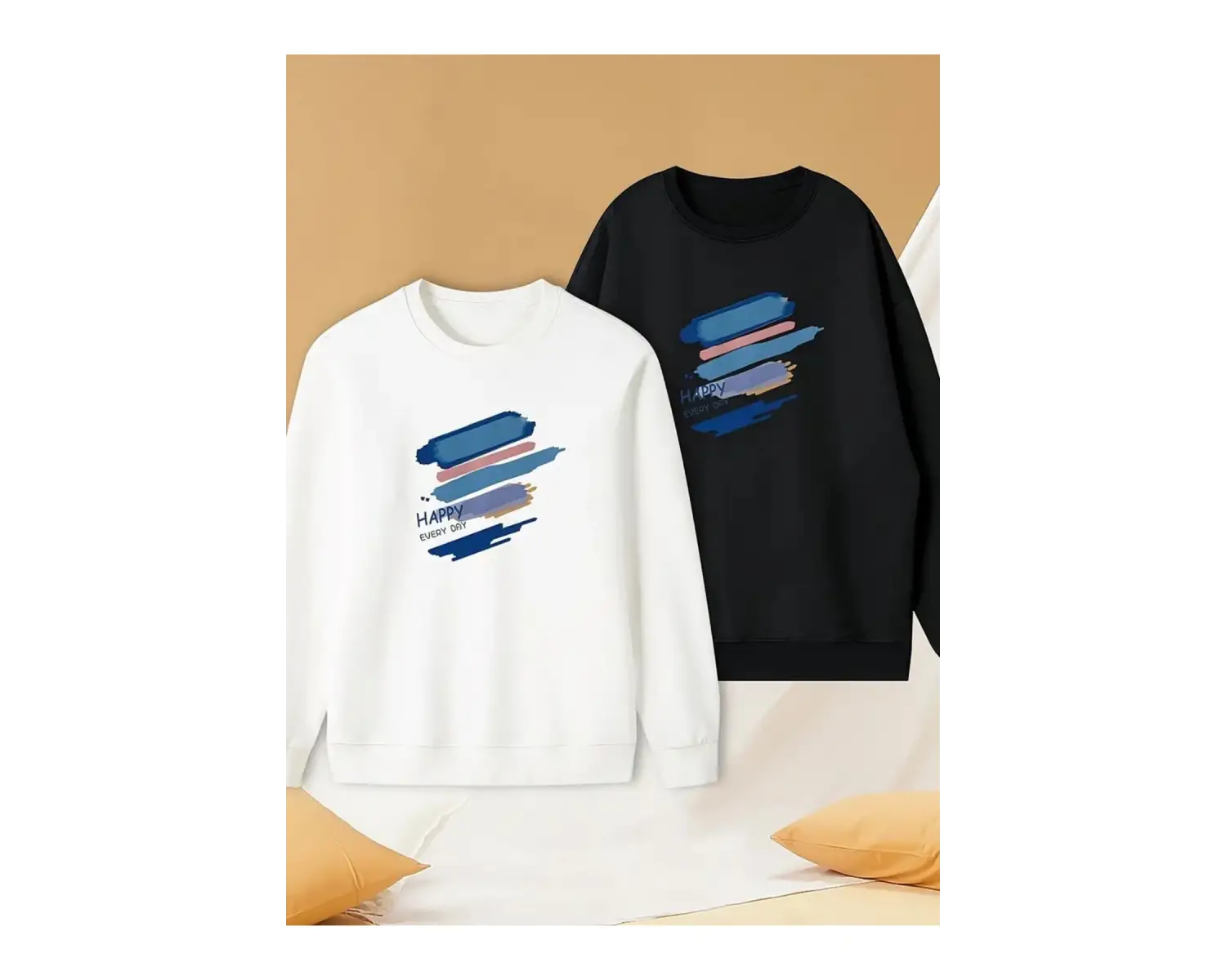 Beyaz Biskilet Yaka Sweatshirt Çift Sevgili Kombinleri Couple Clothing