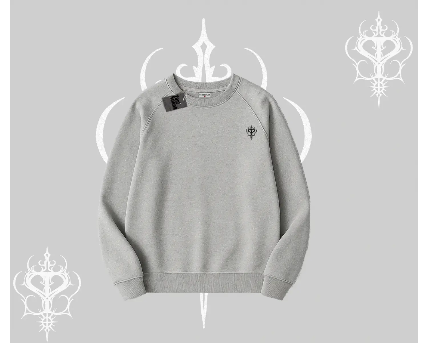 Beyaz Biskilet Yaka Sweatshirt Özel logolu