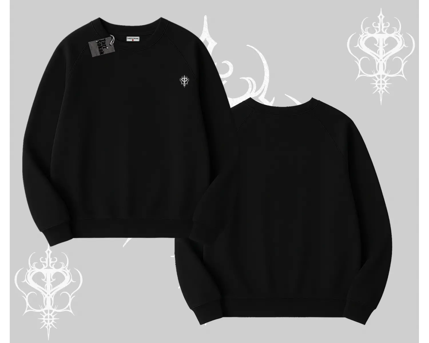 Beyaz Biskilet Yaka Sweatshirt Özel logolu