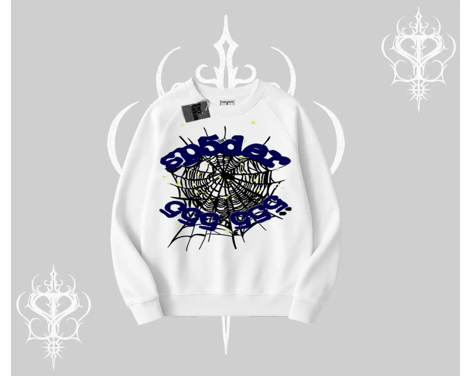 Beyaz Biskilet Yaka Sweatshirt Sp55der