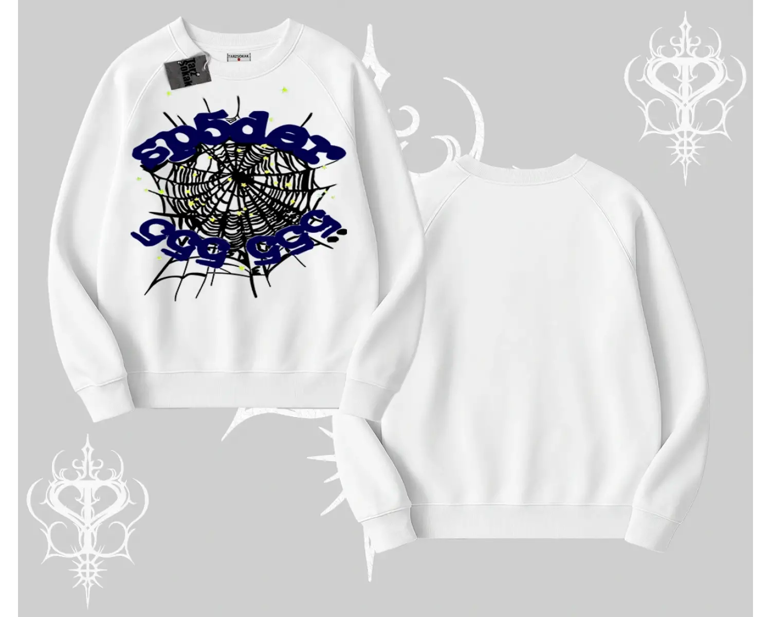 Beyaz Biskilet Yaka Sweatshirt Sp55der