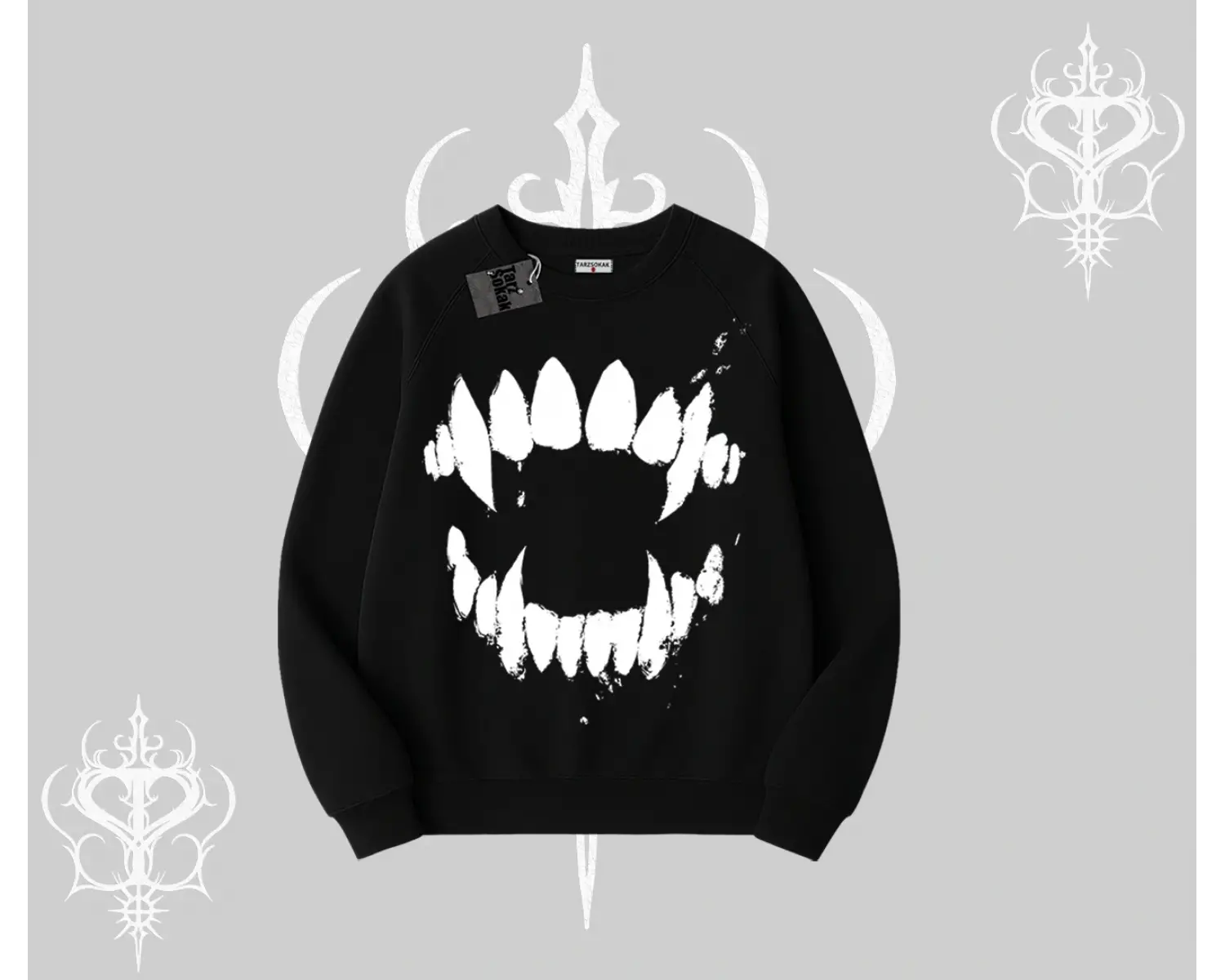 Beyaz Biskilet Yaka Sweatshirt Vampir Dış