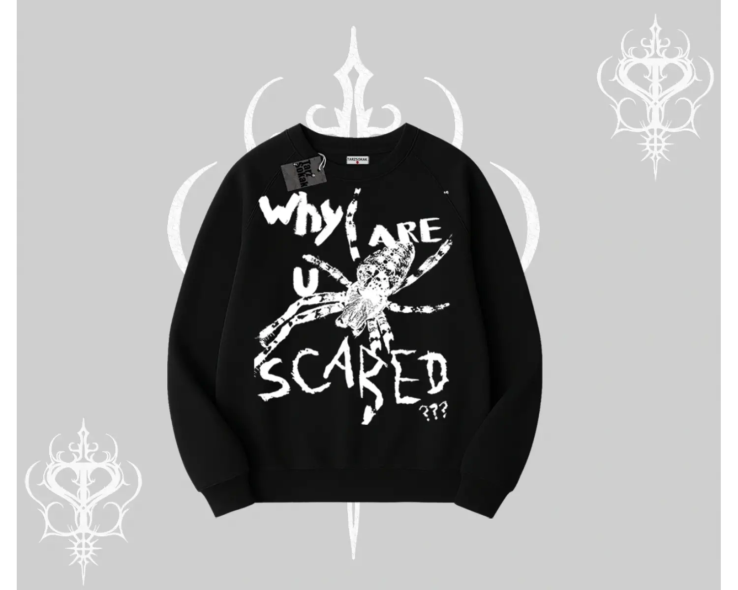 Beyaz Biskilet Yaka Sweatshirt Why are u Scared