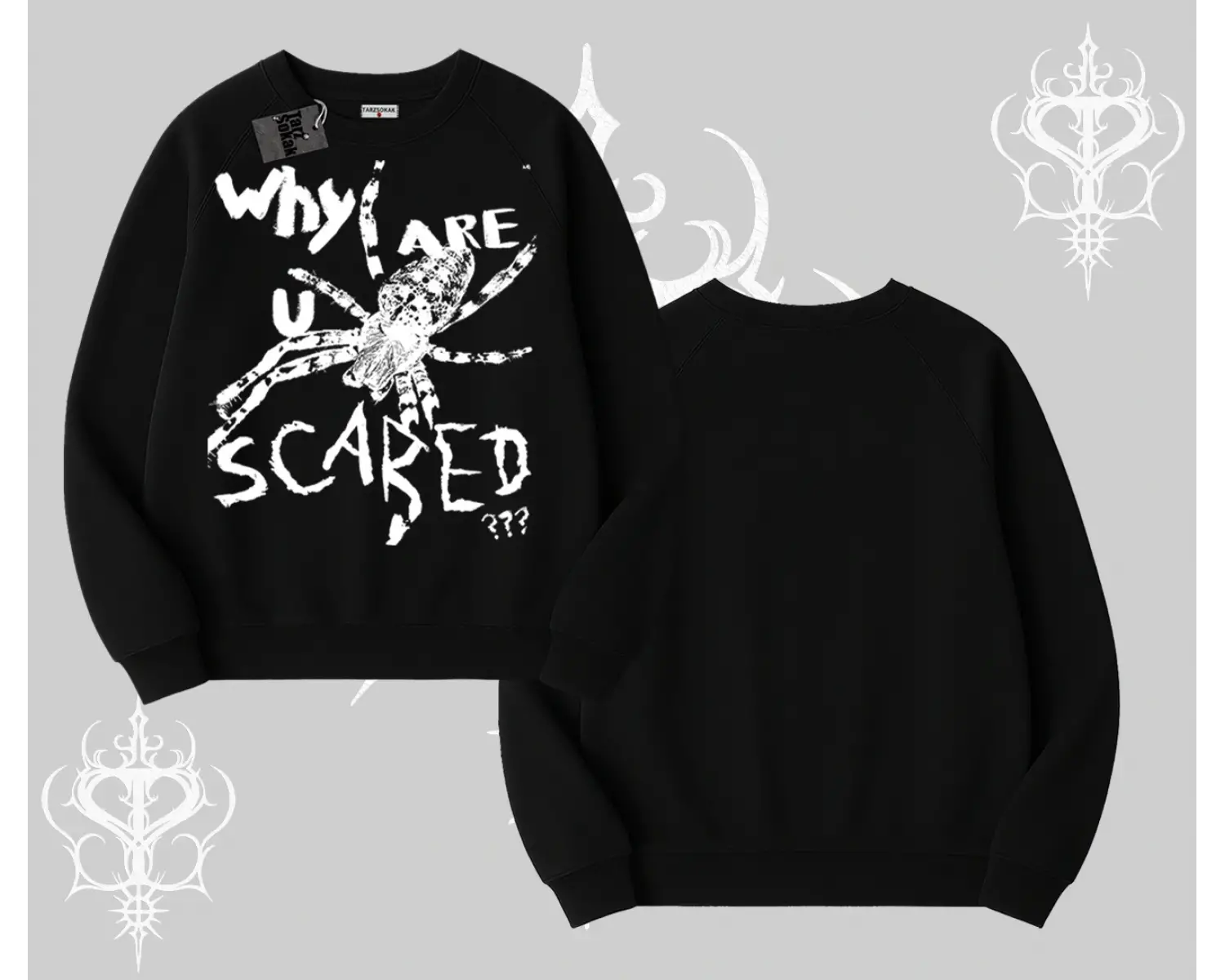 Beyaz Biskilet Yaka Sweatshirt Why are u Scared