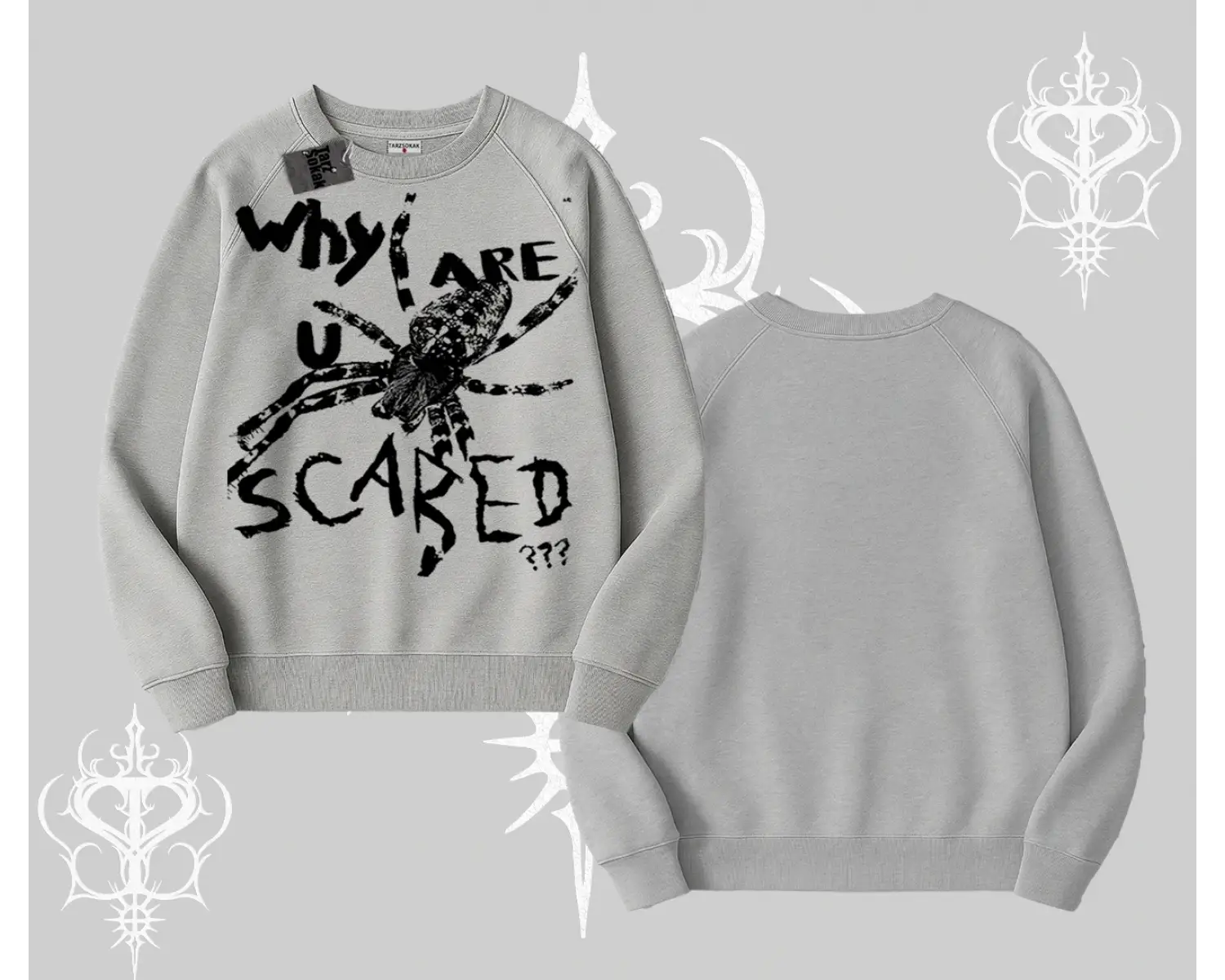 Beyaz Biskilet Yaka Sweatshirt Why are u Scared