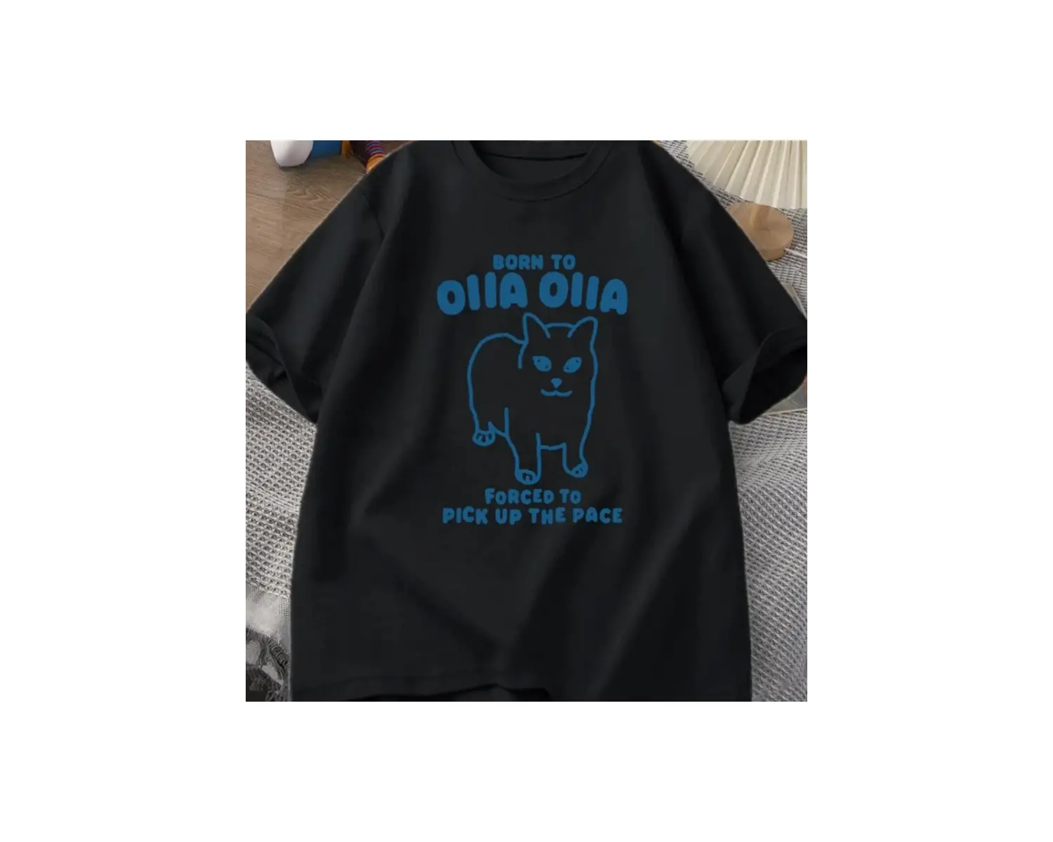 Beyaz Born To OIIA İplik Kedi Komik Retro Hayvan Tee 90s Harajuku G