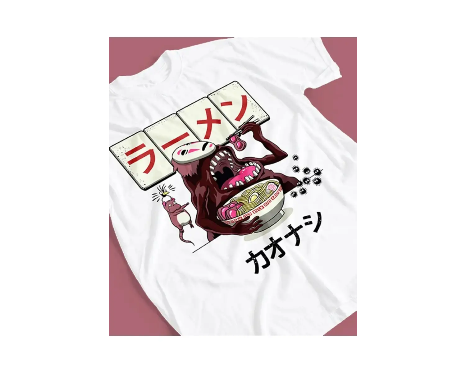 Beyaz Camiseta Unisex Sin Cara Viaje De Chihiro Studio Ghibli Grafik T