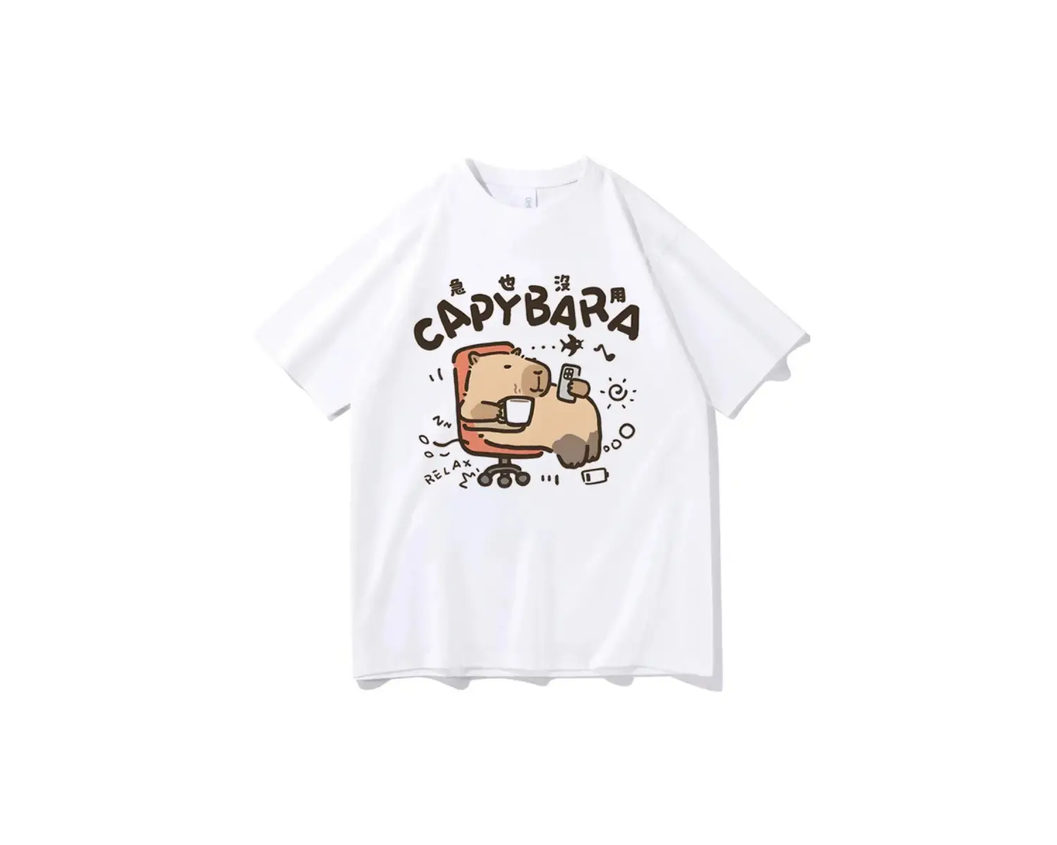 Beyaz Capybara En Tees Punk Klasik Pop Kültürü Hip Hop Grafik Estetik Vintage Y2k Este