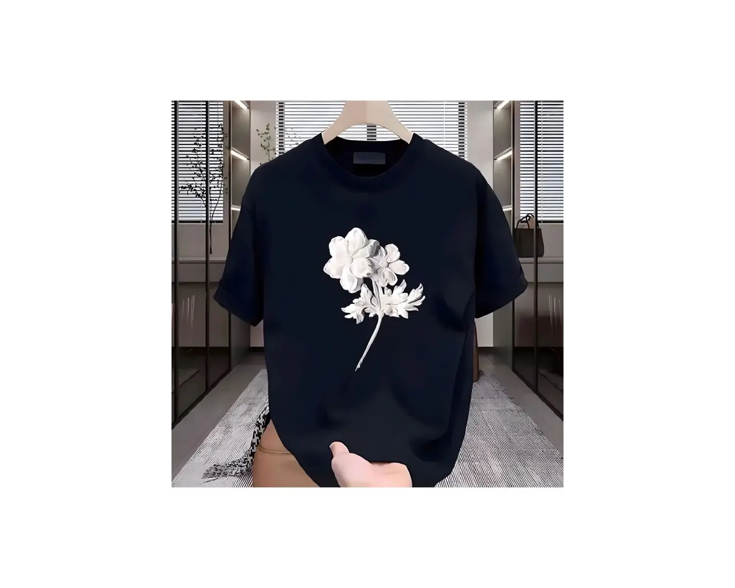 Beyaz Çiçek Baskılı Beyaz Erkek