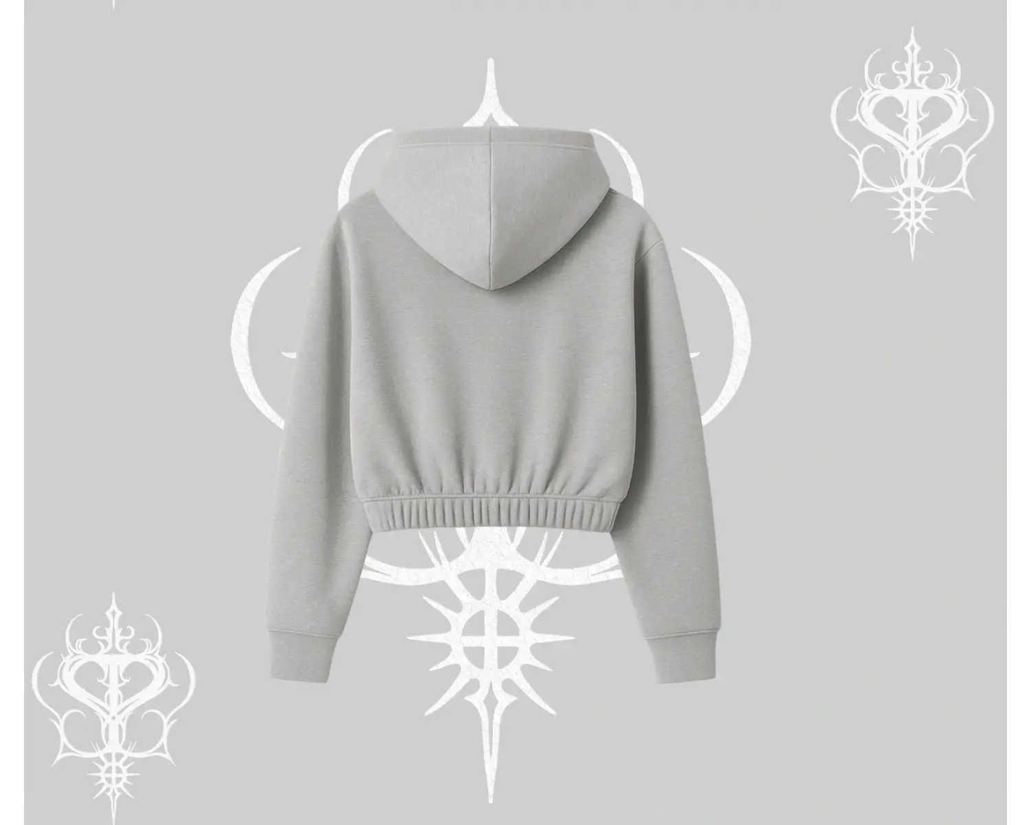 Beyaz Crop Kapşonlu Sweatshirt Autumn Spider