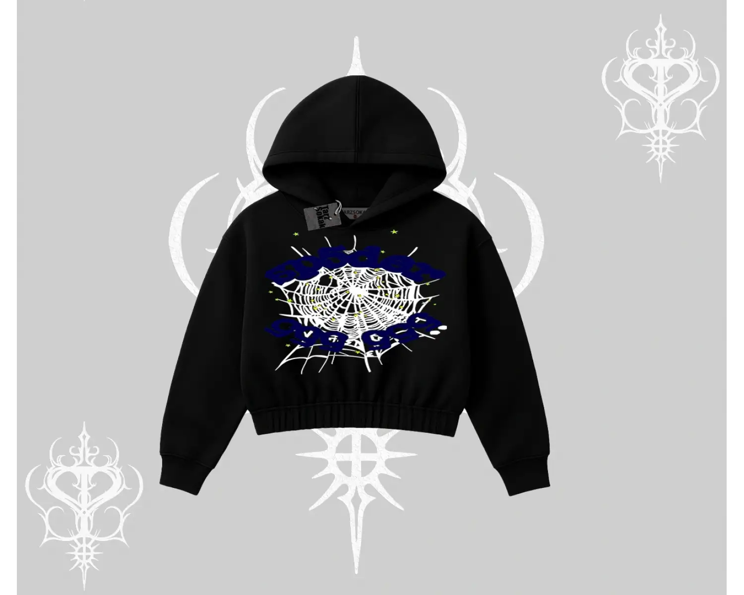 Beyaz Crop Kapşonlu Sweatshirt Sp55der