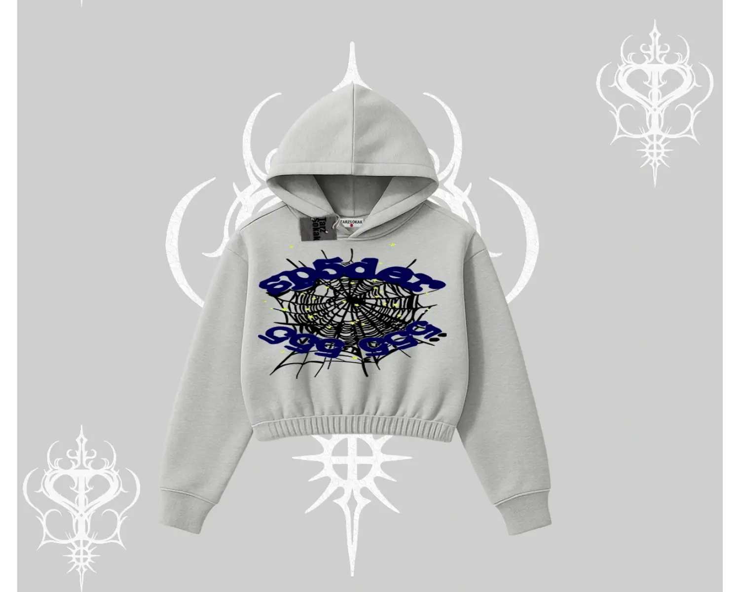 Beyaz Crop Kapşonlu Sweatshirt Sp55der