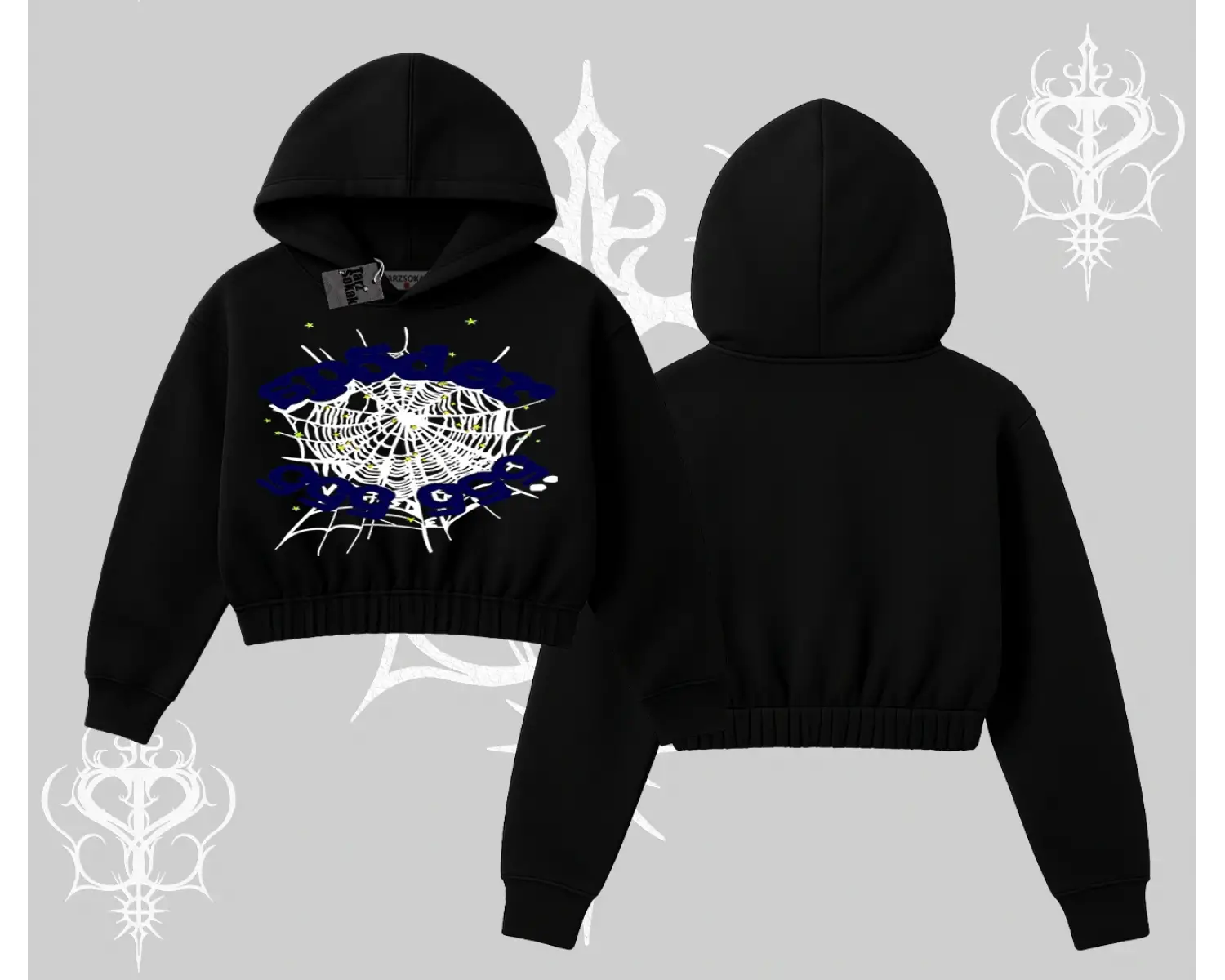 Beyaz Crop Kapşonlu Sweatshirt Sp55der