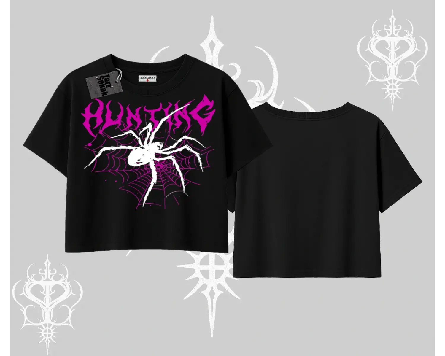 Beyaz Crop Tişört Autumn Spider