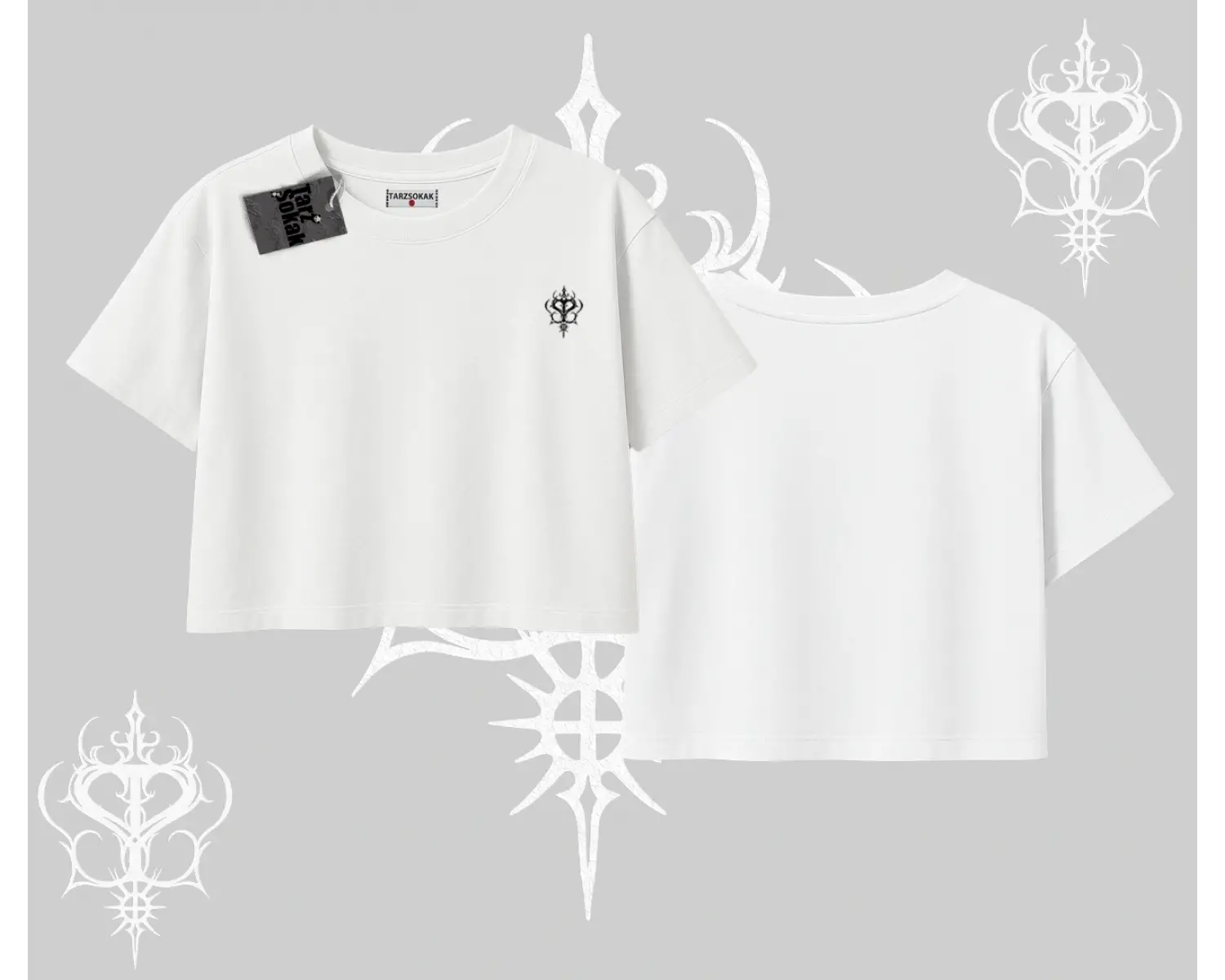 Beyaz Crop Tişört Özel logolu