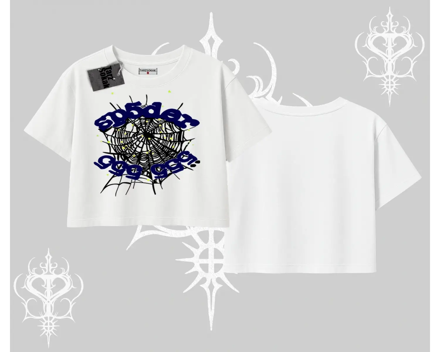 Beyaz Crop Tişört Sp55der