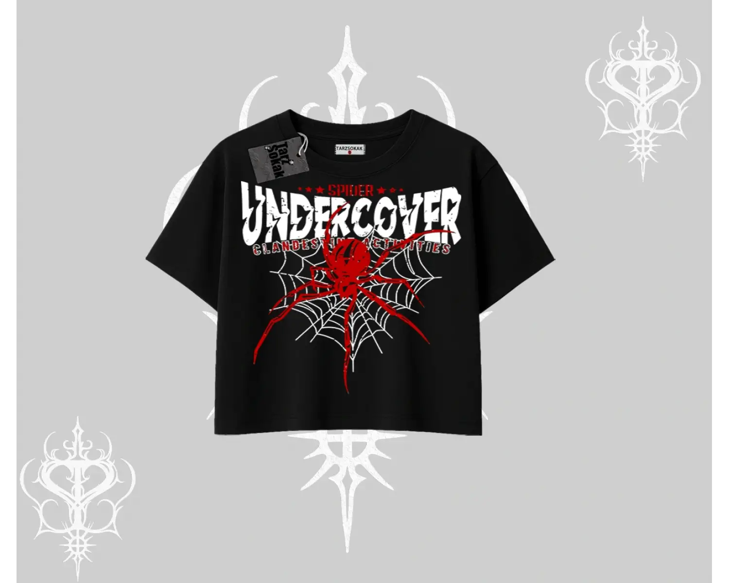 Beyaz Crop Tişört Spider Undercover