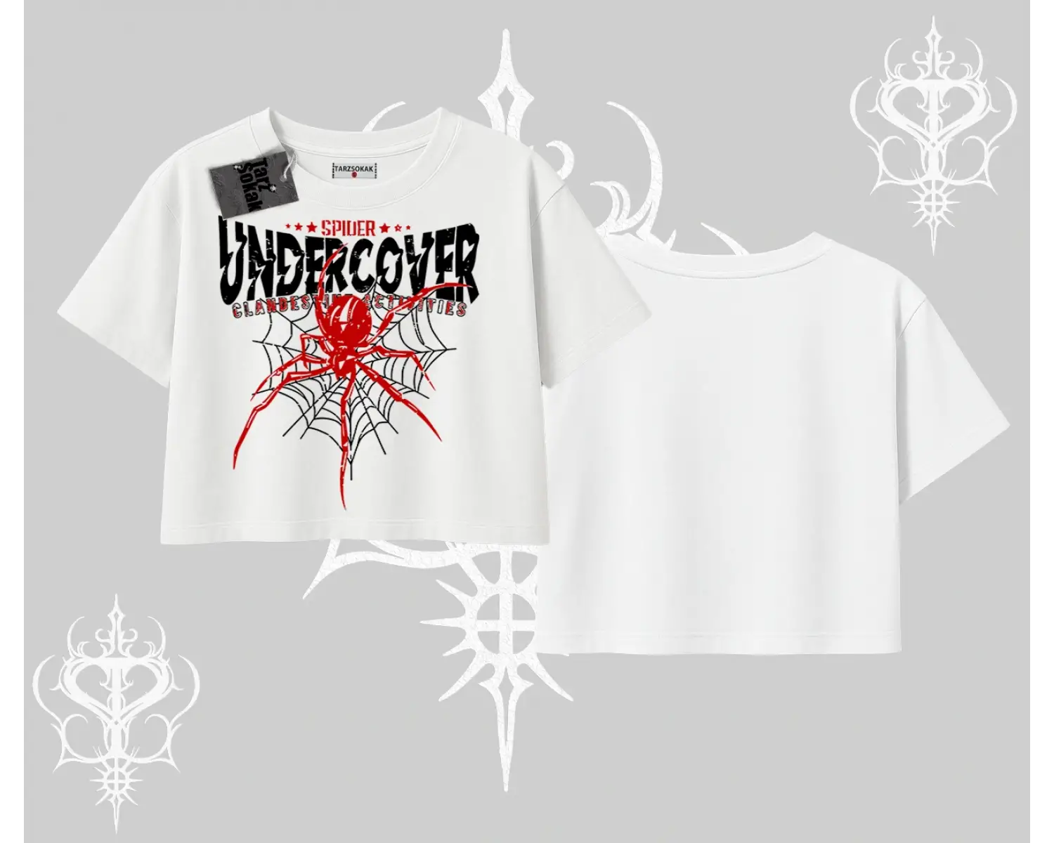 Beyaz Crop Tişört Spider Undercover