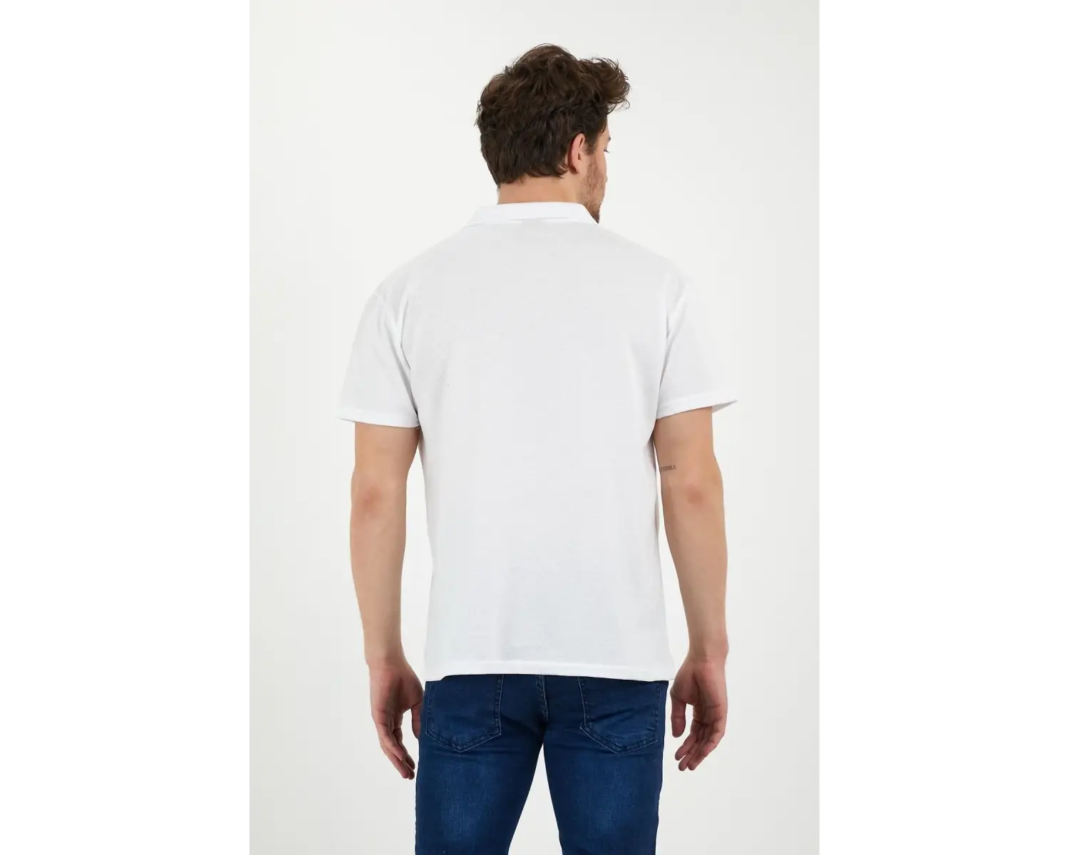 Beyaz Dar/slim Fitt Polo Yaka Tshirt.