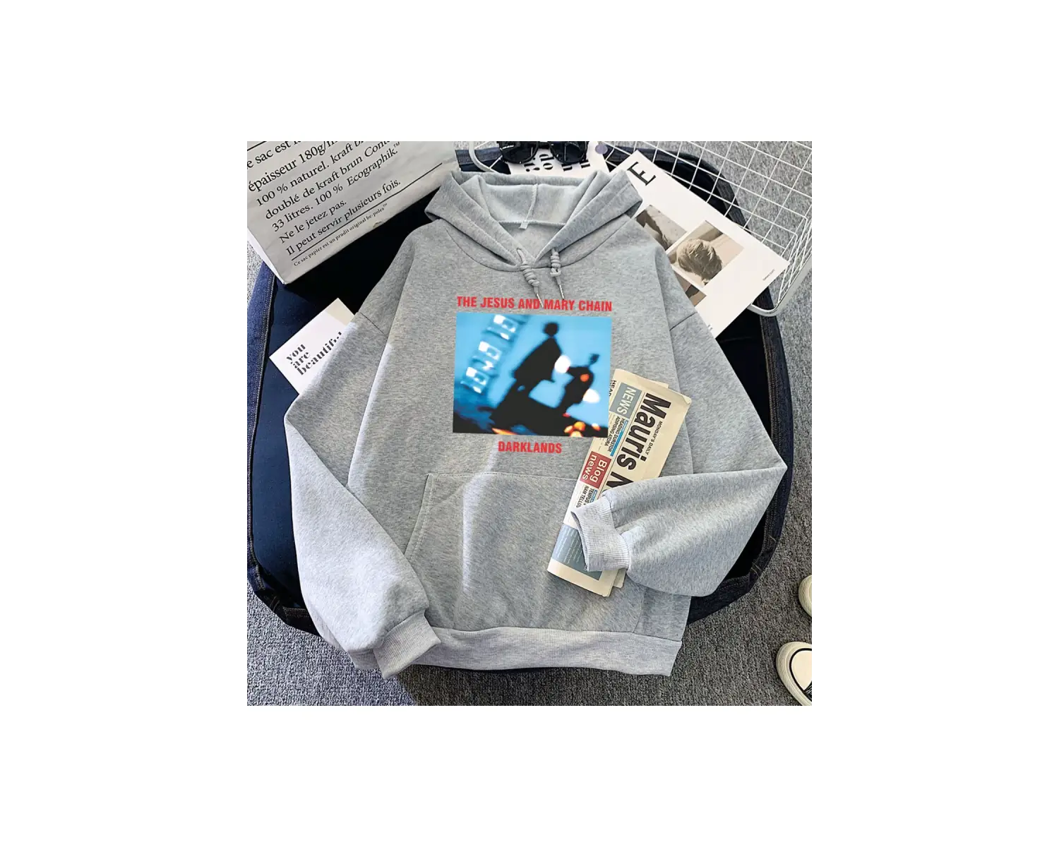 Beyaz Darklands Graphic Printing The Jesus and Mary Chain Rock Band Winter Long Sleeve