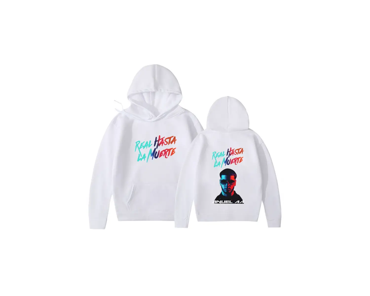 Beyaz Degrade mektup Anuel AA baskılı Hasta La Muerte