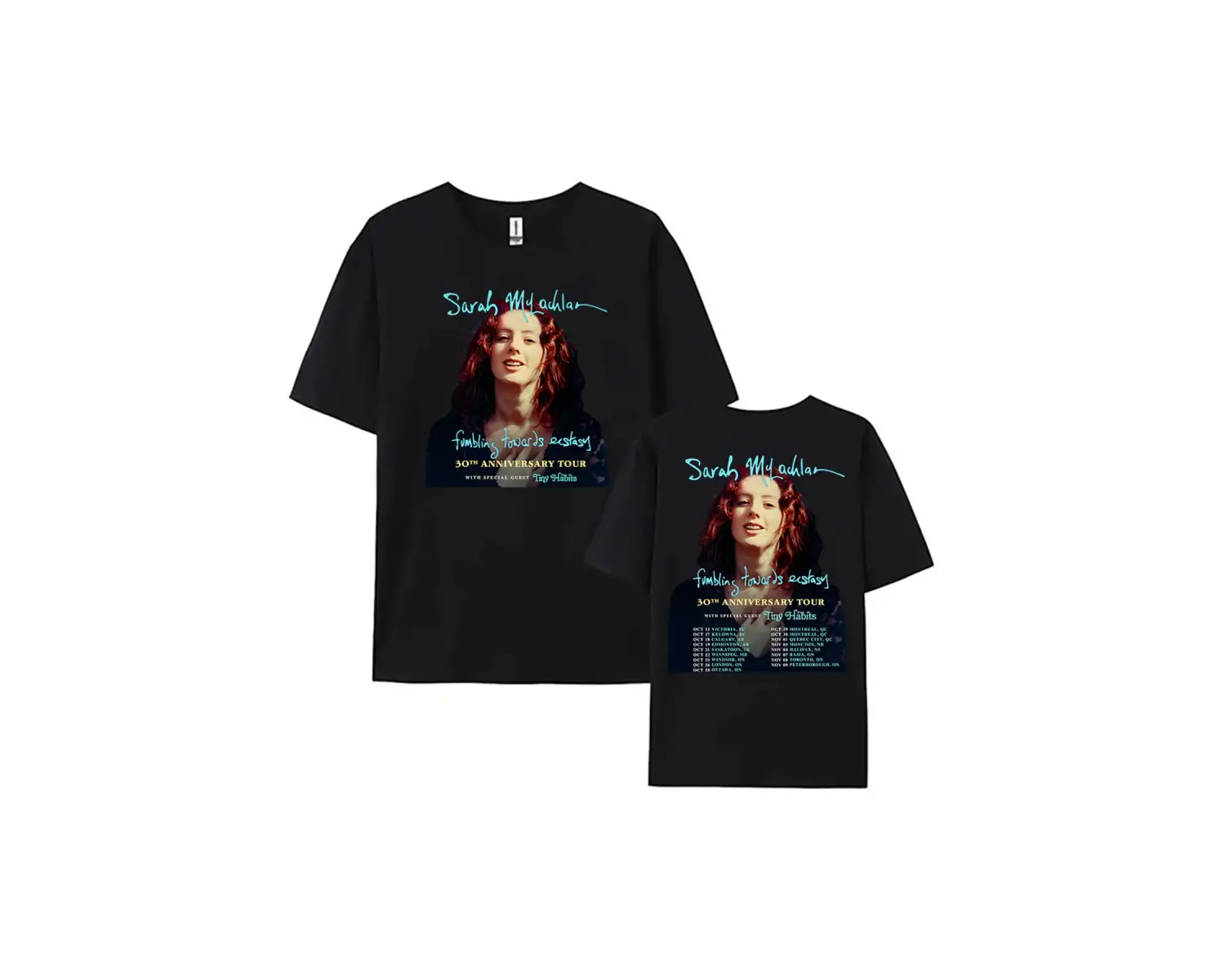 Beyaz FUMBLING EKSTASYA 30TH YILDÖNÜMÜ TURU, Sarah McLachlan Grafik Tshirt Yaz P