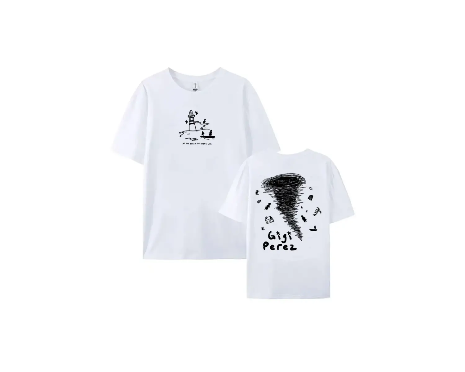 Beyaz Gigi Perez Twister Siyah LP Sahilde, Her Hayatta Grafik leri Unisex Sokak K