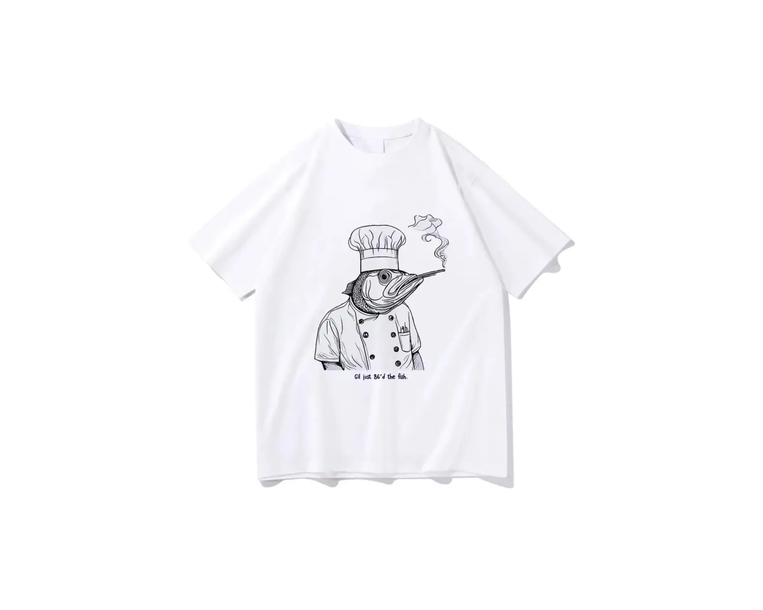 Beyaz Gil Sadece 86d Balık Tshirt Ahtapot Şef Komik/ Harajuku Yaz Üstleri U