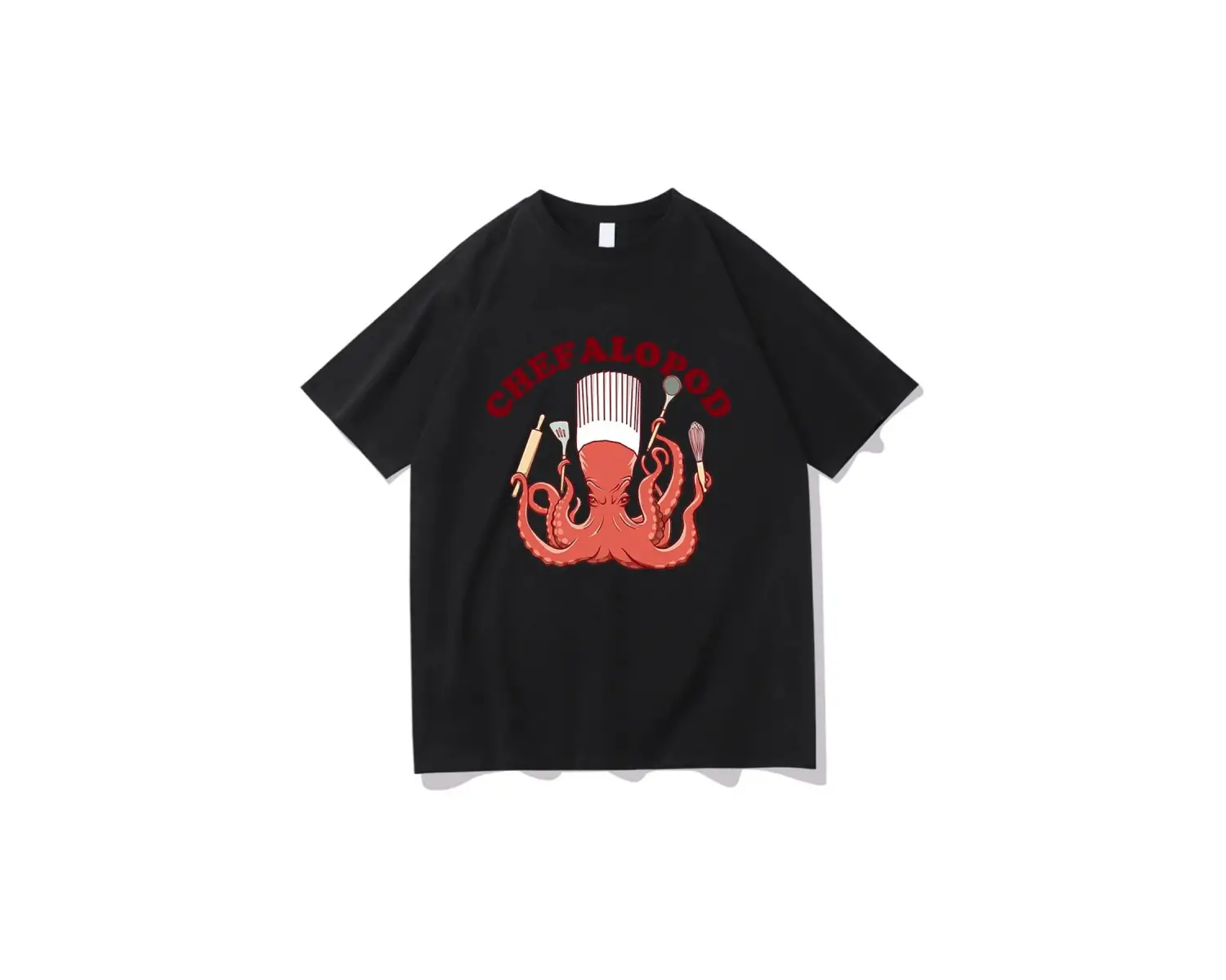 Beyaz Gil Sadece 86d Balık Tshirt Ahtapot Şef Komik/ Harajuku Yaz Üstleri U