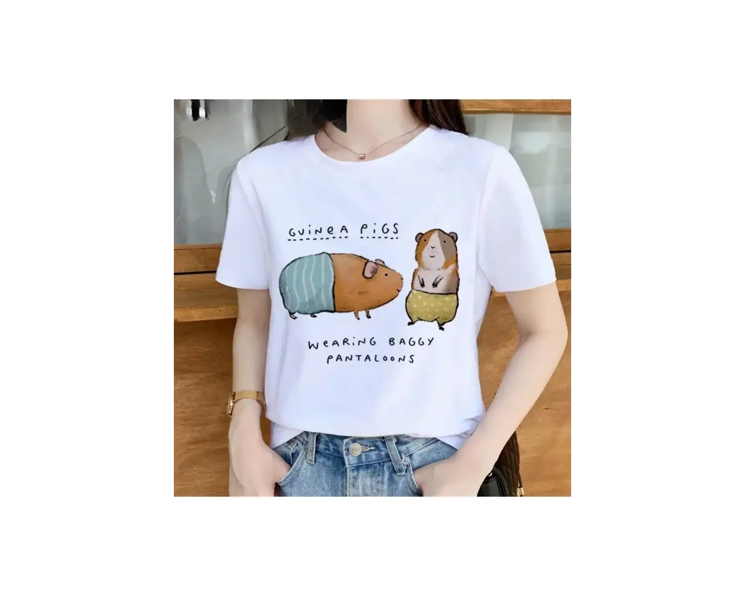 Beyaz Gine domuzu yaz eğlenceli baskı Harajuku üstleri ayanlar temelk