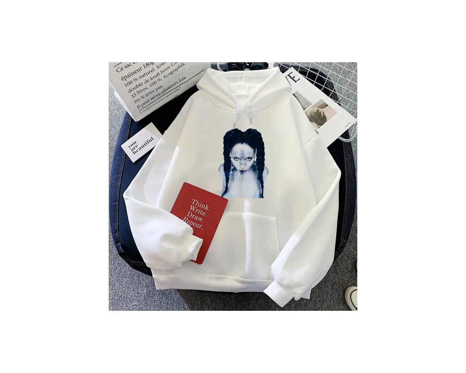 Beyaz Grafik Hoodies eueua FKA dallar kıcı baskılar