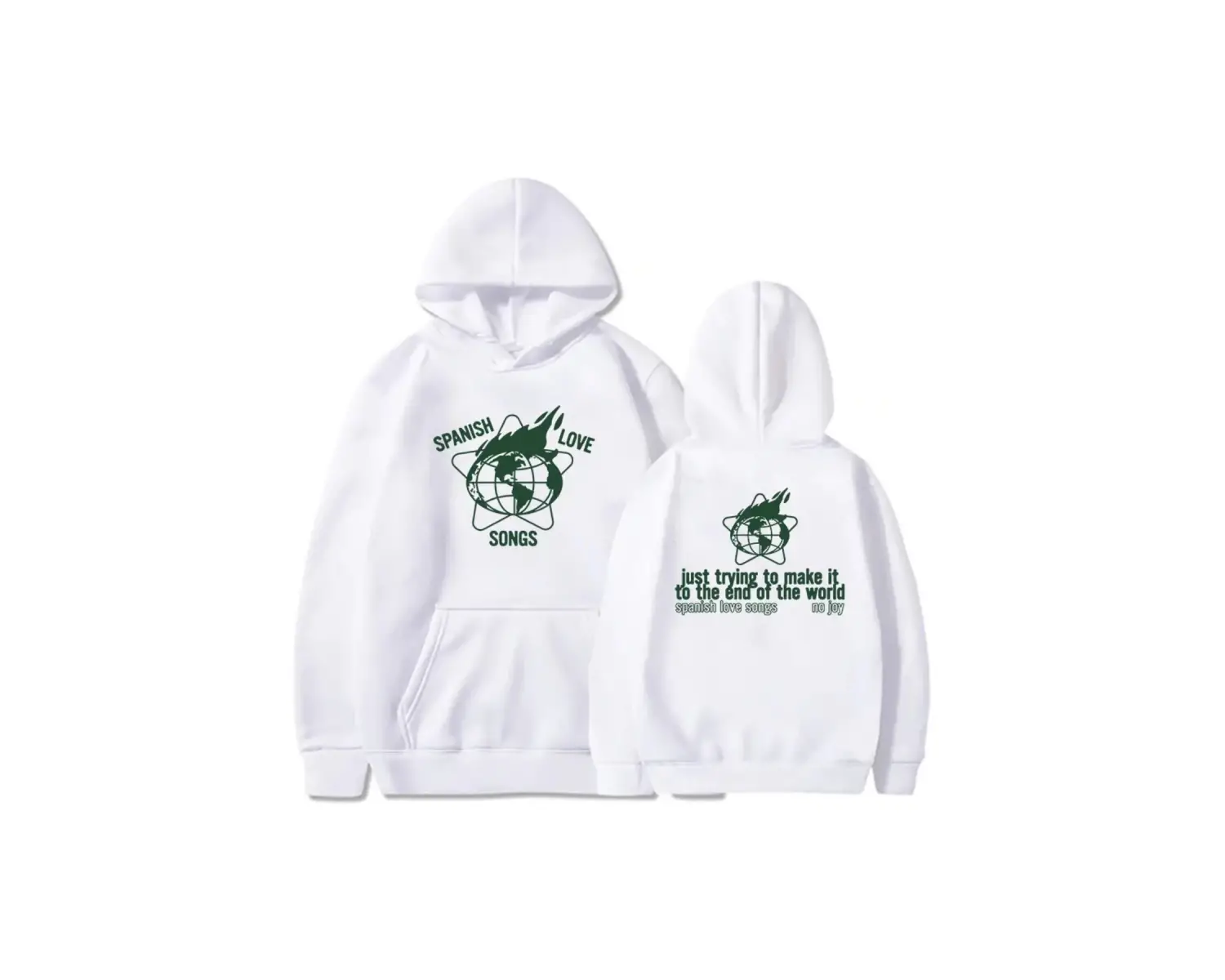 Beyaz Grafik Hoodies hiçbir sevinç İspanyolca hiçbir sevinç Harajuku laru