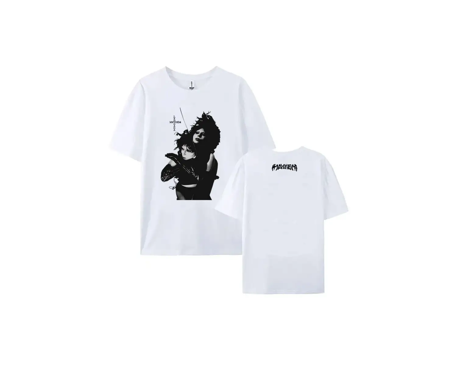 Beyaz Grunge Tees Lady Gaga Mayhem Albümü /Erkek O-Boyun leri Şarkıcı graf